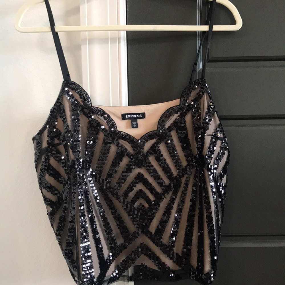 Sequin and Lace Crop Tank
